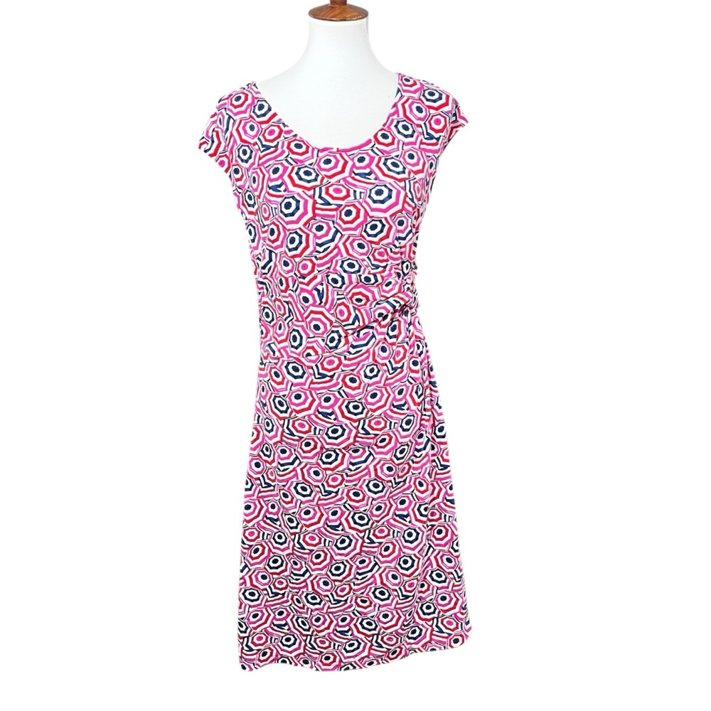 Lands’ End Beach Umbrella Print dress with cinched waist size small